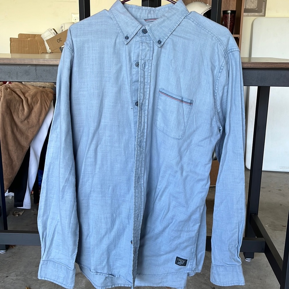 Vintage stripe detailed mens button up